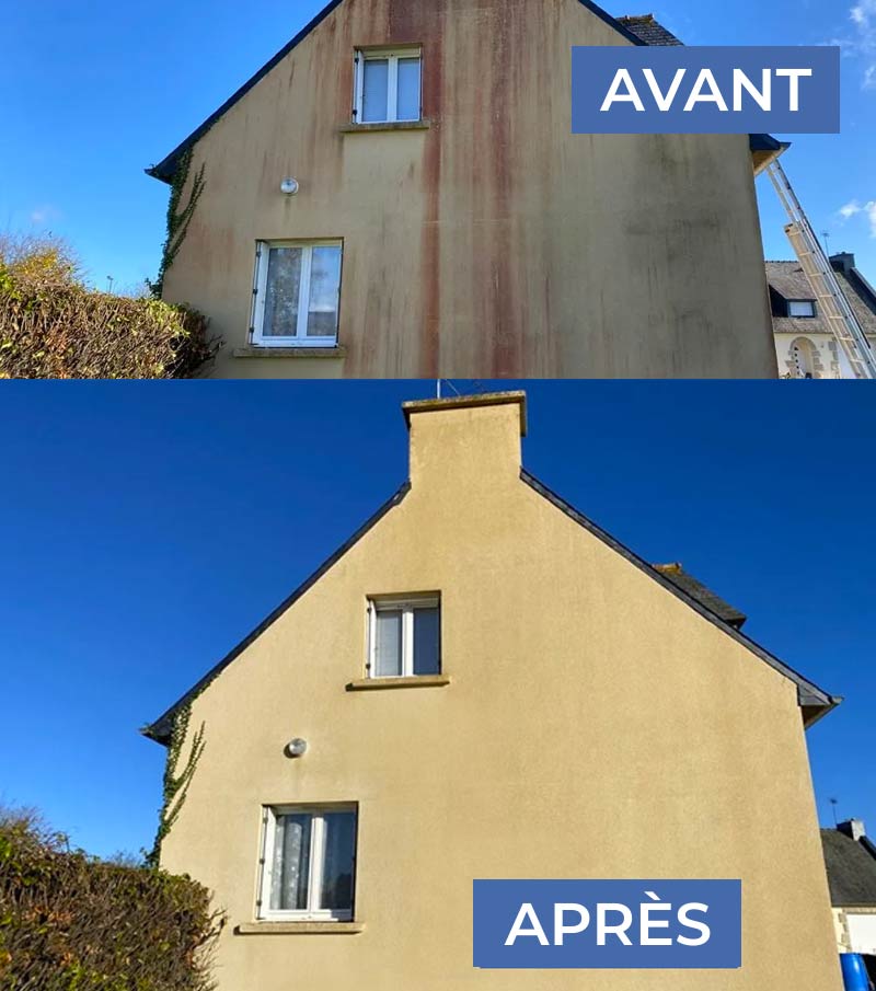 Travaux de façade : ARMORÉCLAT : peintre Morbihan (56) l’Ille-et-Vilaine : Nettoyage, démoussage par traitement anti-mousse, ravalement peinture façade. Imperméabilisation. Dans le Morbihan (56) et l’Ille-et-Vilaine (35). Rénovation des boiseries peinture et lasure bois. Intervention dans le Morbihan (56) et l’Ille-et-Vilaine (35) - ARMORÉCLAT